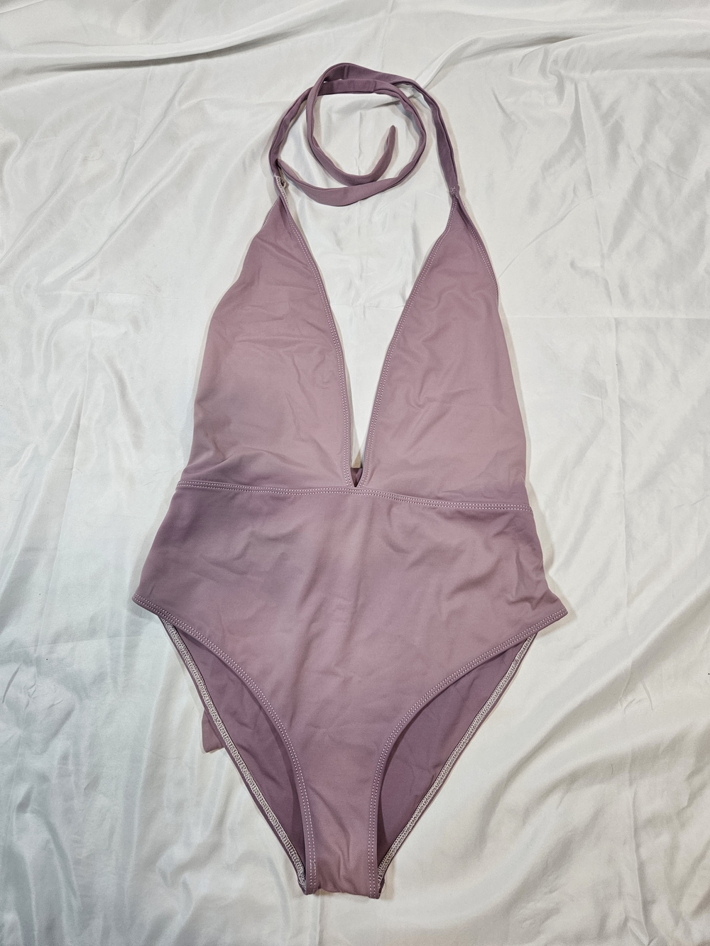 Reformation Mauve Halter One-Piece Swimsuit